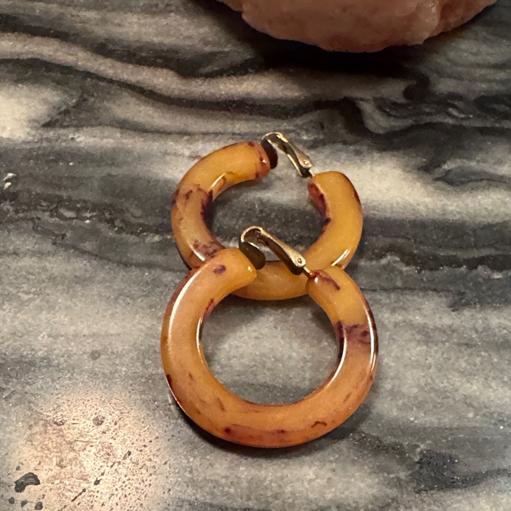 Elegant Gold and Brown Hoop Earrings